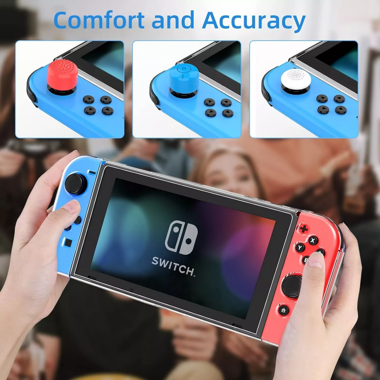 HEYSTOP Nintendo Switch Protective Case With Screen Protector & Thumb Grips