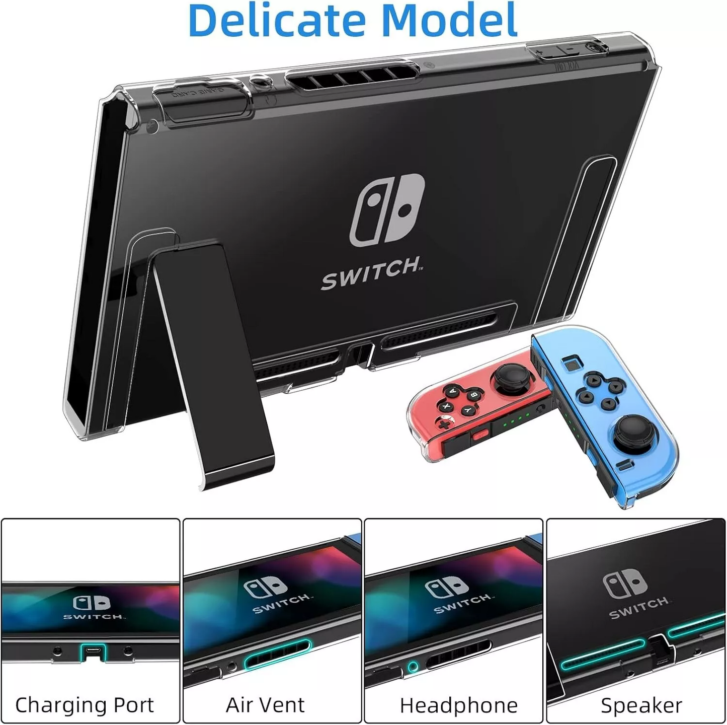 HEYSTOP Nintendo Switch Protective Case With Screen Protector & Thumb Grips
