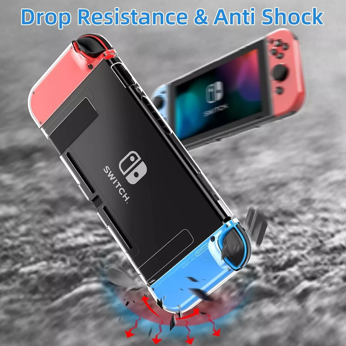HEYSTOP Nintendo Switch Protective Case With Screen Protector & Thumb Grips