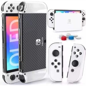 HeyStop Nintendo Switch OLED Case Transparent Clear Shockproof Case With Thumb C