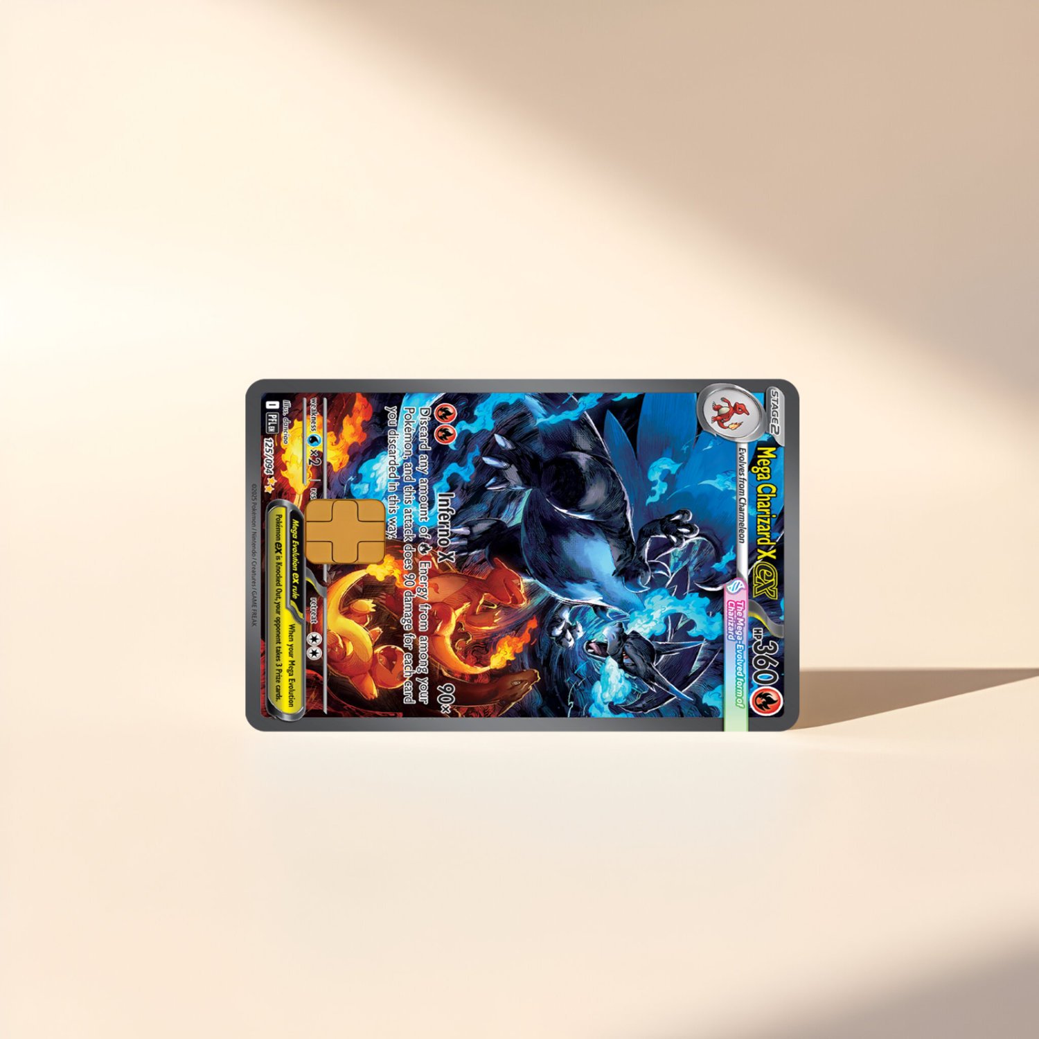 Mega Charizard X Phantasmal Flames Card Skin | Holographic Credit Card Skin