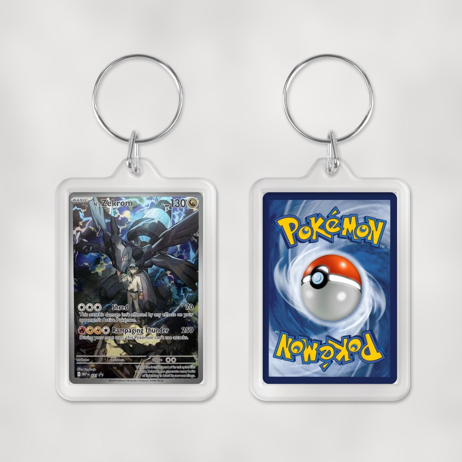Pokemon Mega Evolution Promo Cards Keyrings / Key Chain Duel Sided Print - Image 32